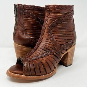 Freebird Braided Cutout Ankle Booties - Brown